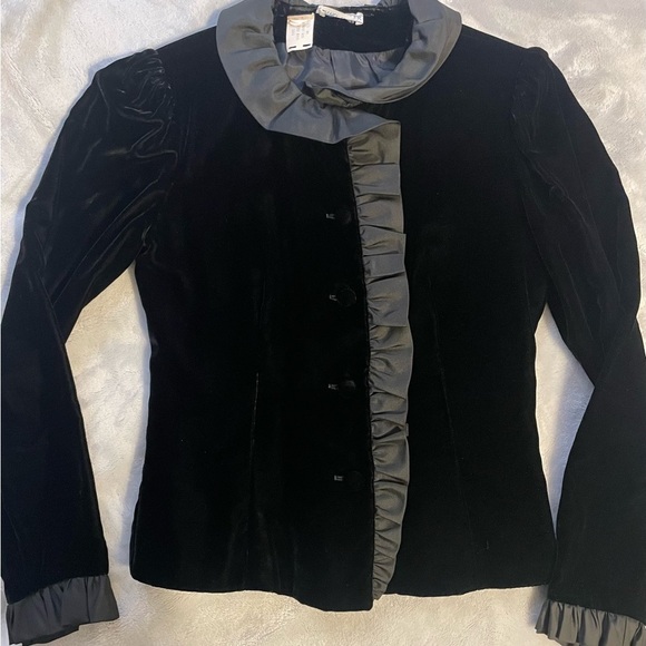 Vintage Bonwit Teller Black Velvet Cropped Evening Wedding Dressy Jacket Blazer - Picture 3 of 8